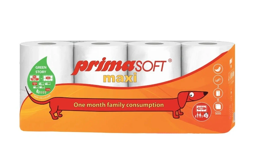 Toaletní papír Primasoft Maxi 8ks, 2vr. cel. návin 60m